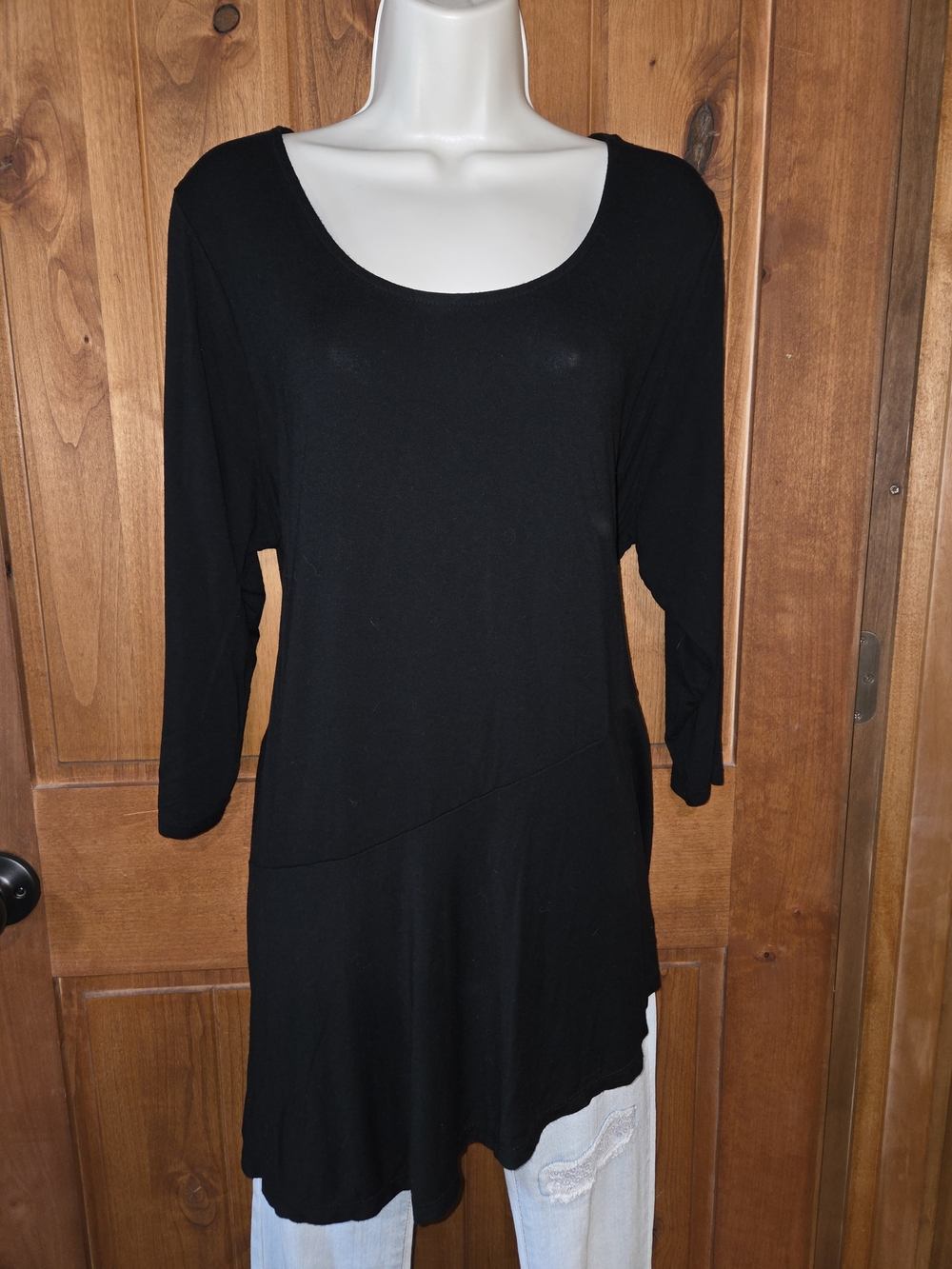 Jessica‎ London Black Scoop Neck Asymmetrical Hem Tunic
